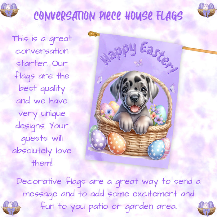 Great Dane Dog Easter House Flag Puppy Spring Garden Yard Outdoor Decoration 28x40 Inch Double-Sided
