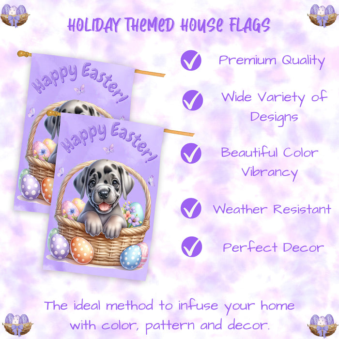 Great Dane Dog Easter House Flag Puppy Spring Garden Yard Outdoor Decoration 28x40 Inch Double-Sided