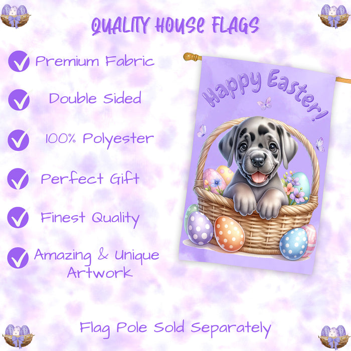 Great Dane Dog Easter House Flag Puppy Spring Garden Yard Outdoor Decoration 28x40 Inch Double-Sided