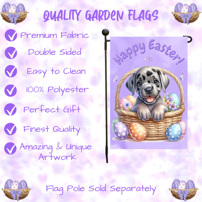 Great Dane Dog Farmhouse Easter Garden Flag Puppy Eggs Porch Yard Outdoor Décor 12x18 Inch Single Side and Double Sided