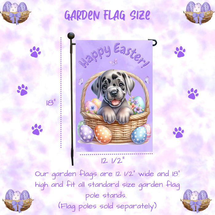 Great Dane Dog Farmhouse Easter Garden Flag Puppy Eggs Porch Yard Outdoor Décor 12x18 Inch Single Side and Double Sided