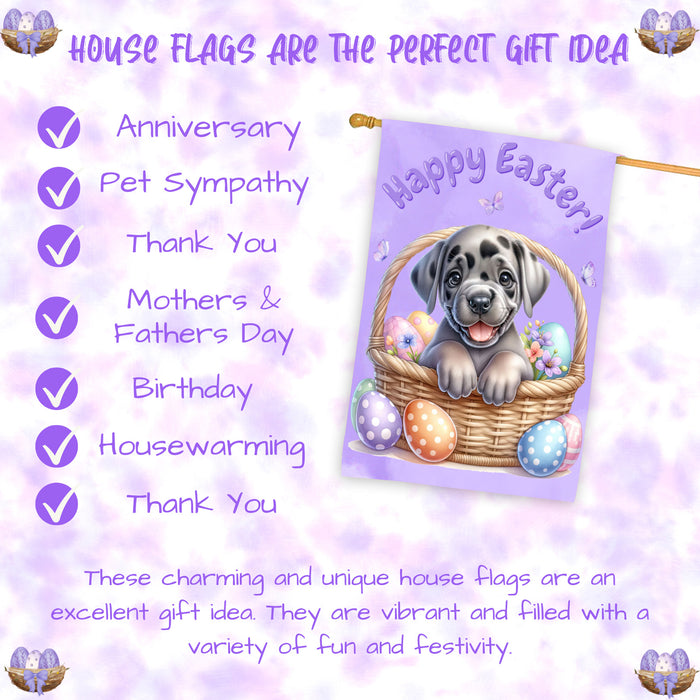 Great Dane Dog Easter House Flag Puppy Spring Garden Yard Outdoor Decoration 28x40 Inch Double-Sided