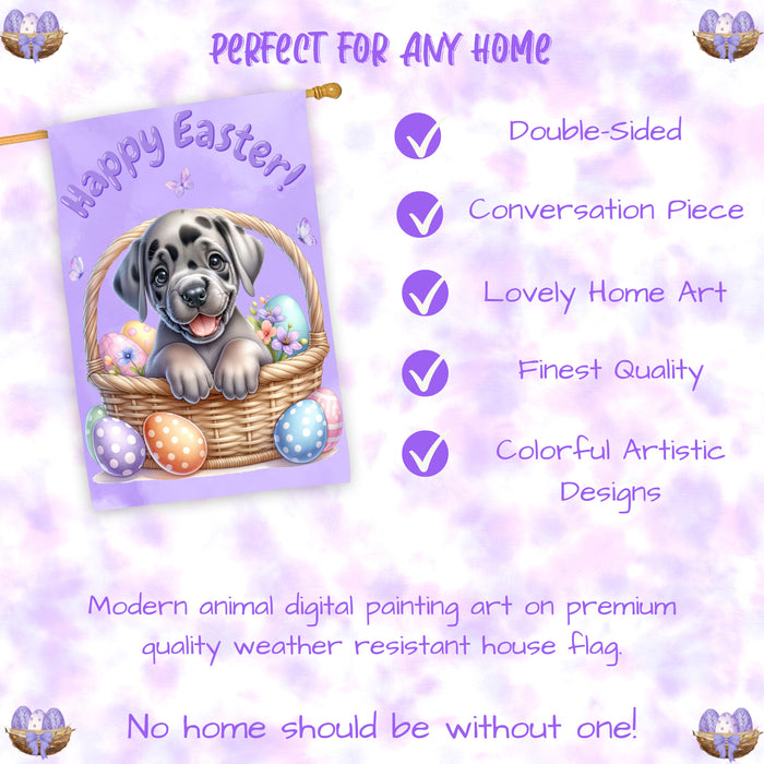 Great Dane Dog Easter House Flag Puppy Spring Garden Yard Outdoor Decoration 28x40 Inch Double-Sided