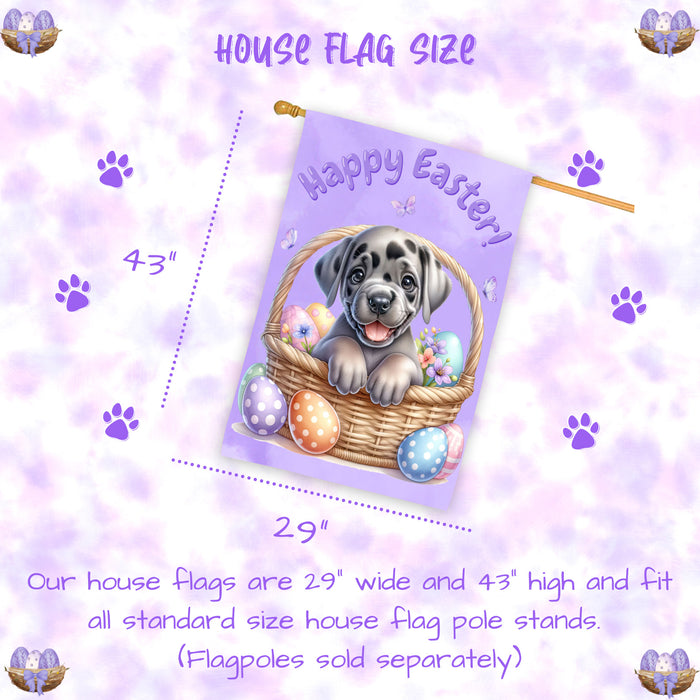 Great Dane Dog Easter House Flag Puppy Spring Garden Yard Outdoor Decoration 28x40 Inch Double-Sided