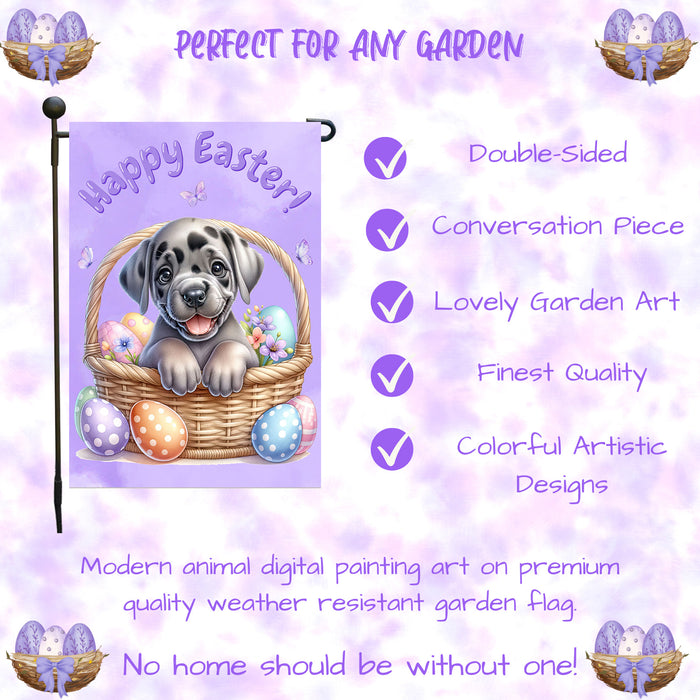 Great Dane Dog Farmhouse Easter Garden Flag Puppy Eggs Porch Yard Outdoor Décor 12x18 Inch Single Side and Double Sided
