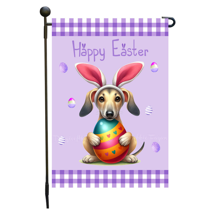 Greyhound Dog Easter Day Garden Flags for Outdoor Decorations - Double Sided Yard Lawn Easter Festival Decorative Gift - Holiday Dogs Flag Decor 12 1/2"w x 18"h