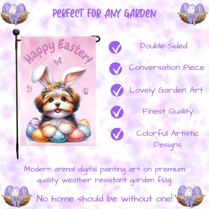 Havanese Dog Farmhouse Easter Garden Flag Puppy Eggs Porch Yard Outdoor Décor 12x18 Inch Single Side and Double Sided