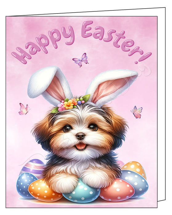 Happy Easter Havanese Greeting Cards, Spring Holiday Notecards Blank Inside Envelopes Included, Unique Easter Egg Cards for Dog Lovers