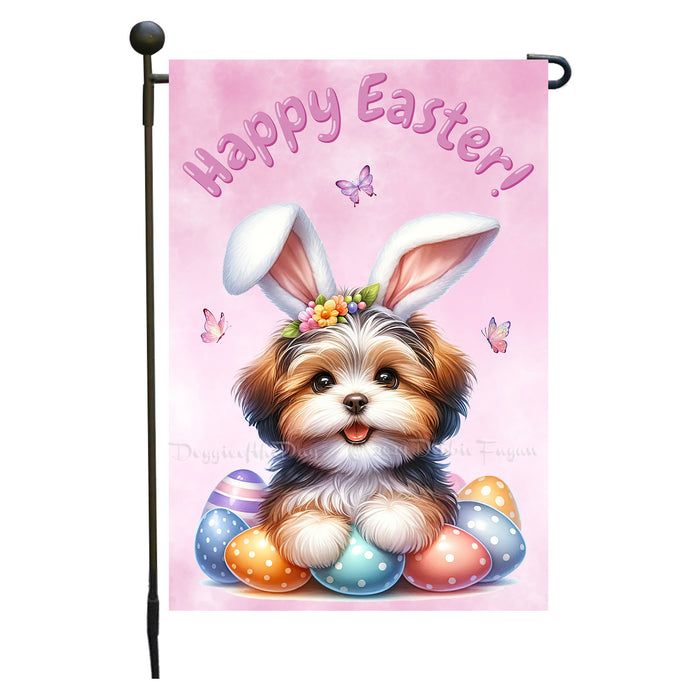 Havanese Dog Farmhouse Easter Garden Flag Puppy Eggs Porch Yard Outdoor Décor 12x18 Inch Single Side and Double Sided