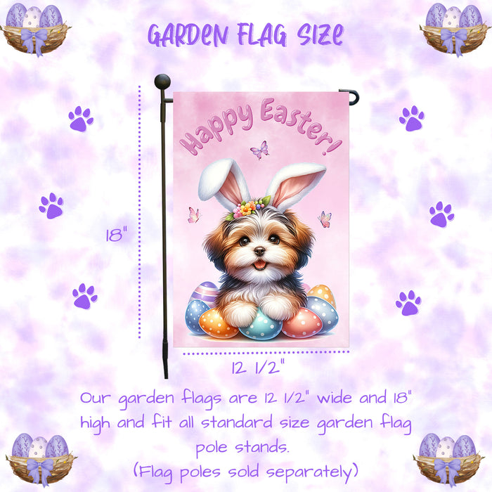 Havanese Dog Farmhouse Easter Garden Flag Puppy Eggs Porch Yard Outdoor Décor 12x18 Inch Single Side and Double Sided