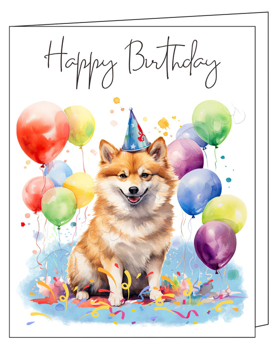 Happy Birthday Greeting Cards Icelandic Sheepdog - Cute Note Cards for Dog Lovers - Blank Inside Envelope Included, GCHB00170