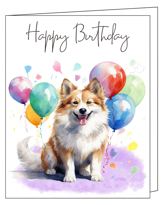 Happy Birthday Greeting Cards Icelandic Sheepdog - Cute Note Cards for Dog Lovers - Blank Inside Envelope Included, GCHB00171