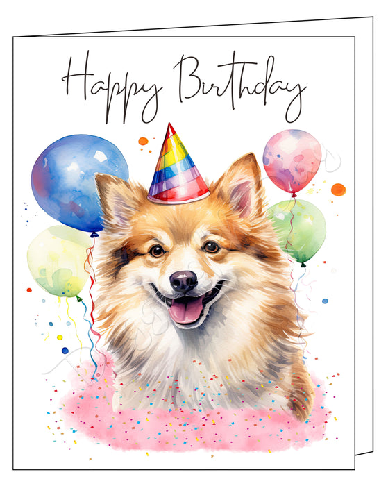 Happy Birthday Greeting Cards Icelandic Sheepdog - Cute Note Cards for Dog Lovers - Blank Inside Envelope Included, GCHB00172