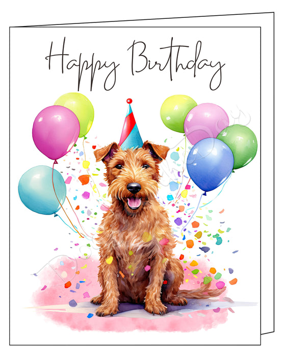 Happy Birthday Greeting Cards Irish Terrier - Cute Note Cards for Dog Lovers - Blank Inside Envelope Included, GCHB00174