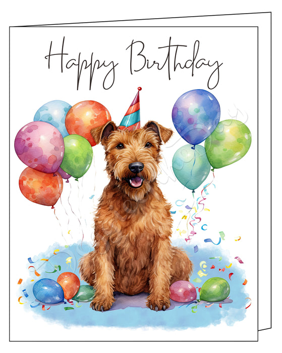 Happy Birthday Greeting Cards Irish Terrier - Cute Note Cards for Dog Lovers - Blank Inside Envelope Included, GCHB00175