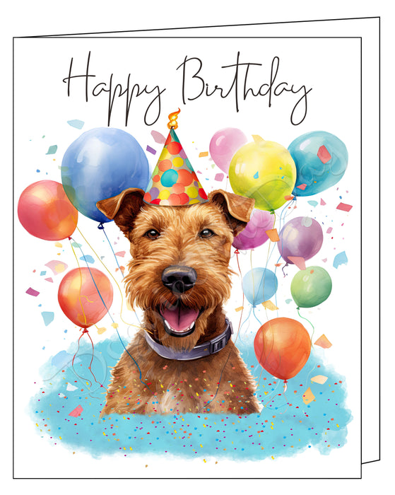 Happy Birthday Greeting Cards Irish Terrier - Cute Note Cards for Dog Lovers - Blank Inside Envelope Included, GCHB00177