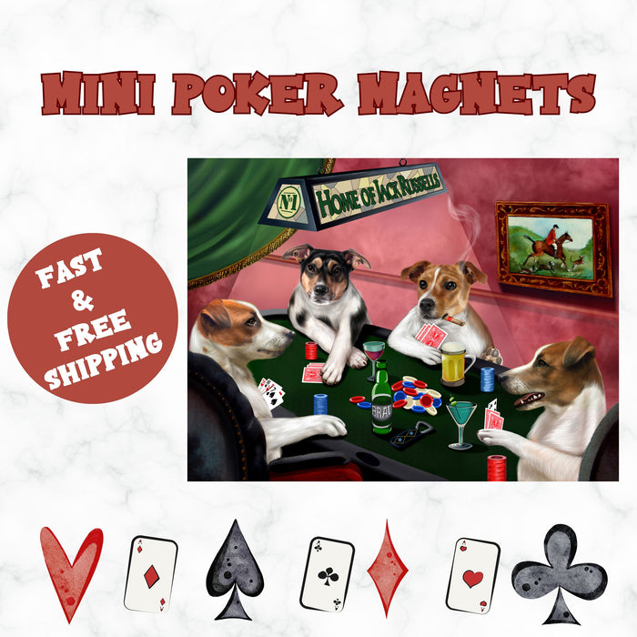 Home of Jack Russell 4 Dogs Playing Poker Mini 3.5"x2" Magnet