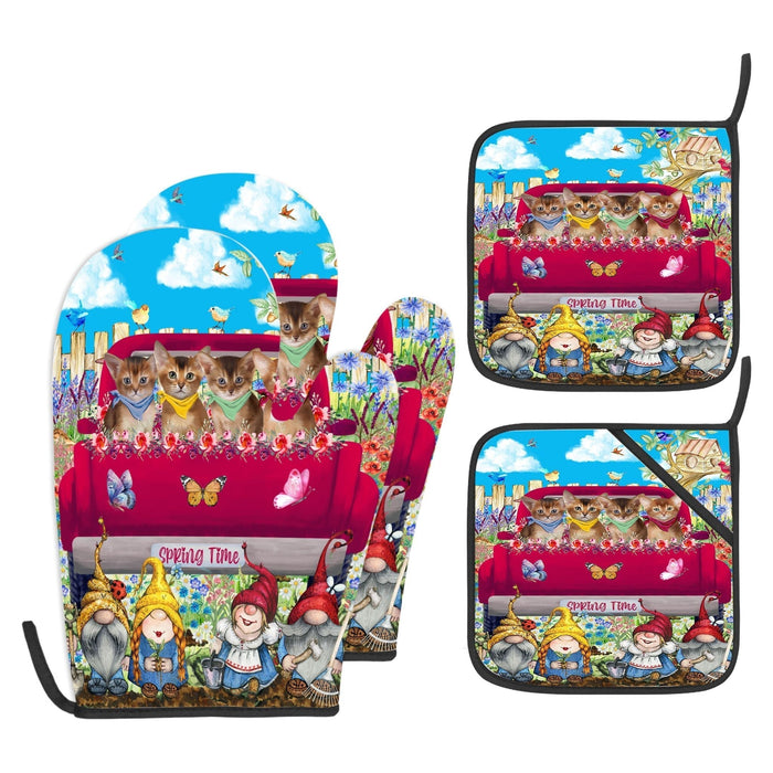 Abyssinian Oven Mitts and Pot Holder: Explore a Variety of Designs, Potholders with Kitchen Gloves for Cooking, Custom, Personalized, Gifts for Pet & Cat Lover