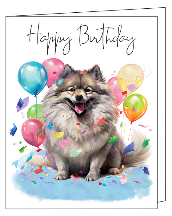 Happy Birthday Greeting Cards Keeshond - Cute Note Cards for Dog Lovers - Blank Inside Envelope Included, GCHB00180
