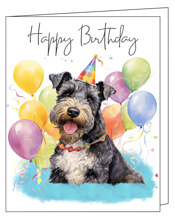 Happy Birthday Greeting Cards Kerry Blue Terrier - Cute Note Cards for Dog Lovers - Blank Inside Envelope Included, GCHB00183