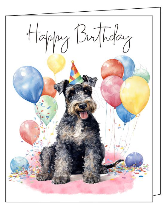 Happy Birthday Greeting Cards Kerry Blue Terrier - Cute Note Cards for Dog Lovers - Blank Inside Envelope Included, GCHB00184