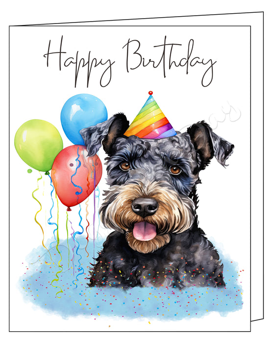 Happy Birthday Greeting Cards Kerry Blue Terrier - Cute Note Cards for Dog Lovers - Blank Inside Envelope Included, GCHB00185