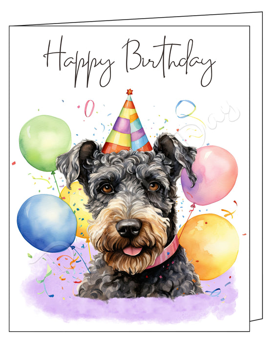 Happy Birthday Greeting Cards Kerry Blue Terrier - Cute Note Cards for Dog Lovers - Blank Inside Envelope Included, GCHB00186