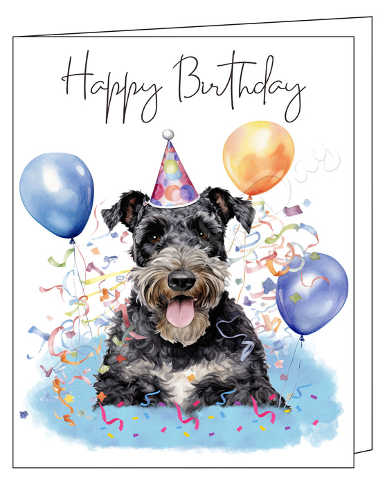 Happy Birthday Greeting Cards Kerry Blue Terrier - Cute Note Cards for Dog Lovers - Blank Inside Envelope Included, GCHB00187