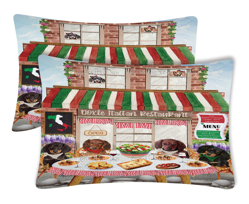 Doxie Italian Restaurant Dachshund Dogs 2 Pillow Cases