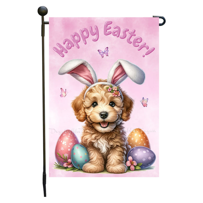 Labradoodle Dog Farmhouse Easter Garden Flag Puppy Eggs Porch Yard Outdoor Décor 12x18 Inch Single Side and Double Sided