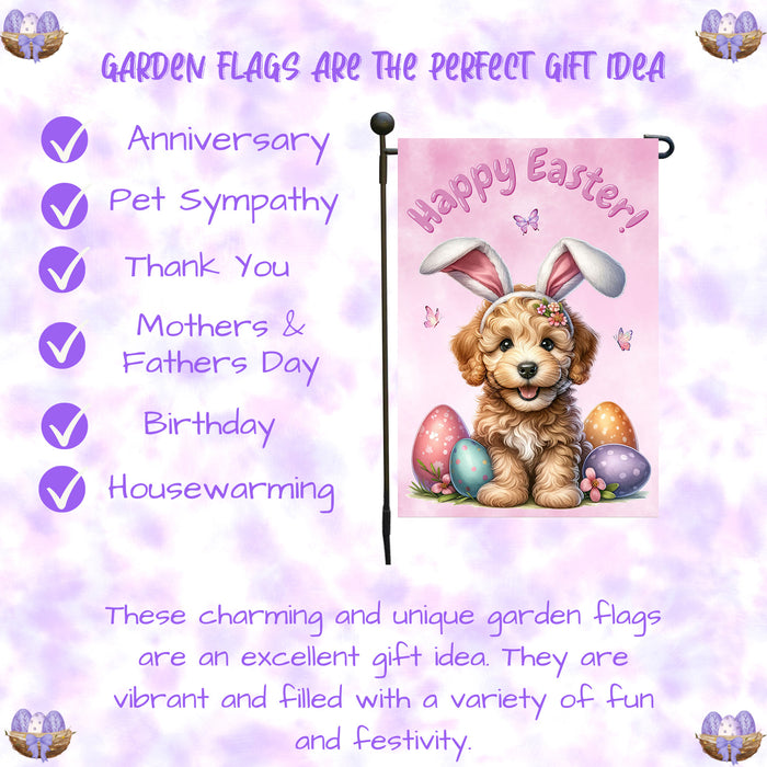 Labradoodle Dog Farmhouse Easter Garden Flag Puppy Eggs Porch Yard Outdoor Décor 12x18 Inch Single Side and Double Sided
