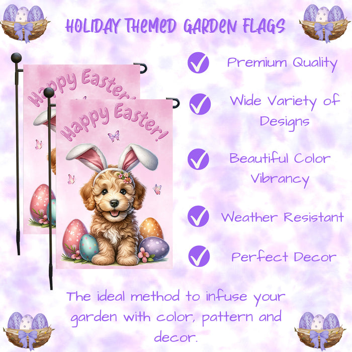 Labradoodle Dog Farmhouse Easter Garden Flag Puppy Eggs Porch Yard Outdoor Décor 12x18 Inch Single Side and Double Sided