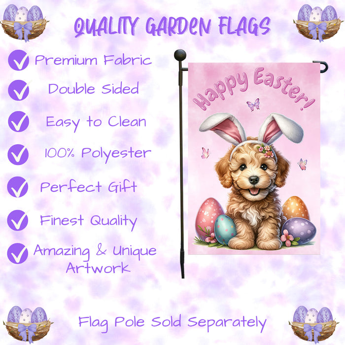 Labradoodle Dog Farmhouse Easter Garden Flag Puppy Eggs Porch Yard Outdoor Décor 12x18 Inch Single Side and Double Sided