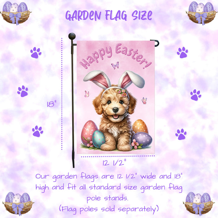 Labradoodle Dog Farmhouse Easter Garden Flag Puppy Eggs Porch Yard Outdoor Décor 12x18 Inch Single Side and Double Sided