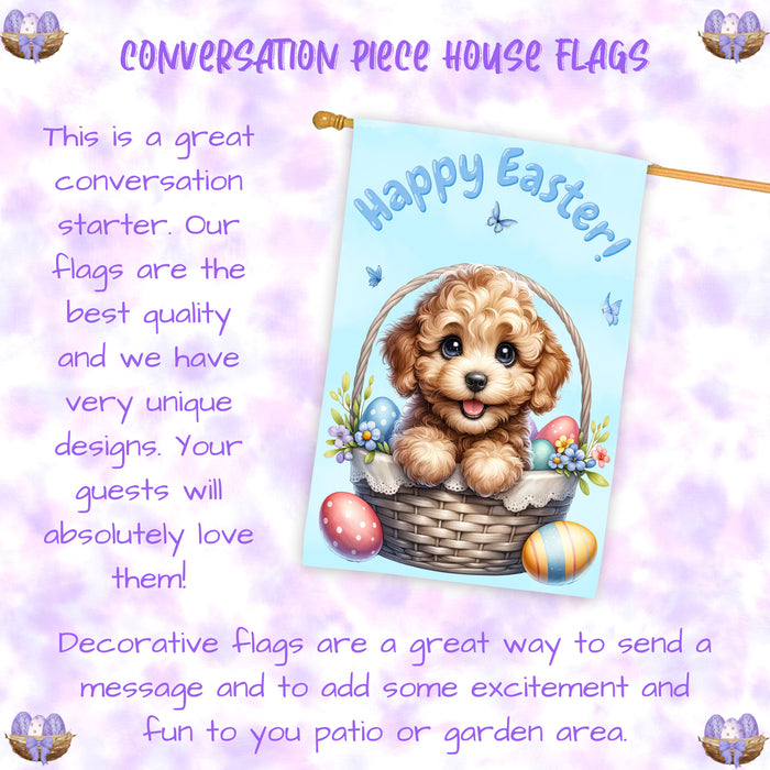 Labradoodle Easter Dog House Flag Spring Garden Home Decoration Gifts for Him 28x40 Inch Double-Sided