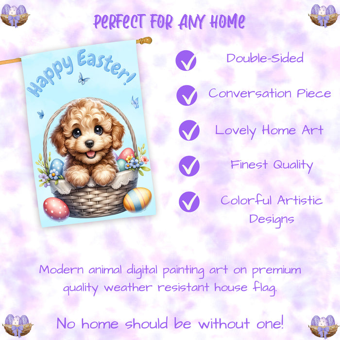 Labradoodle Easter Dog House Flag Spring Garden Home Decoration Gifts for Him 28x40 Inch Double-Sided