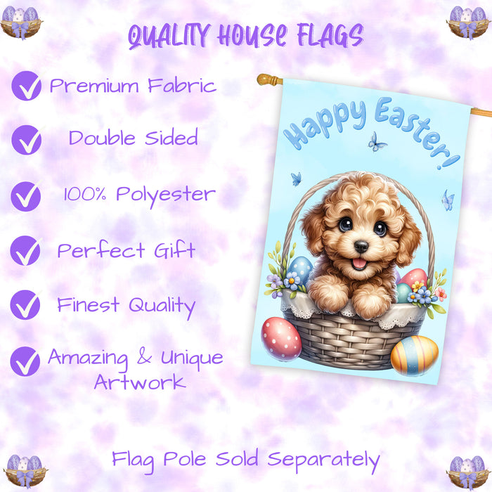 Labradoodle Easter Dog House Flag Spring Garden Home Decoration Gifts for Him 28x40 Inch Double-Sided