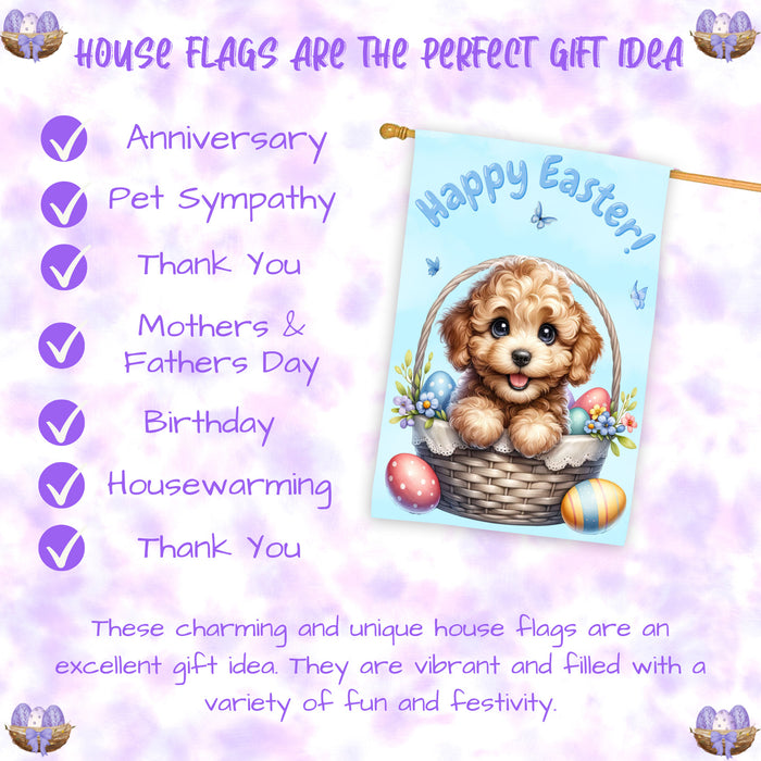 Labradoodle Easter Dog House Flag Spring Garden Home Decoration Gifts for Him 28x40 Inch Double-Sided