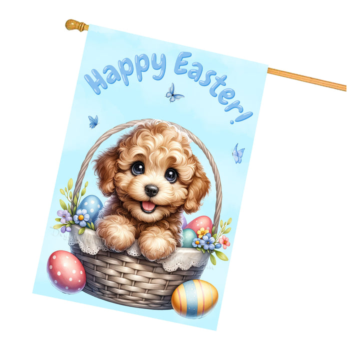 Labradoodle Easter Dog House Flag Spring Garden Home Decoration Gifts for Him 28x40 Inch Double-Sided