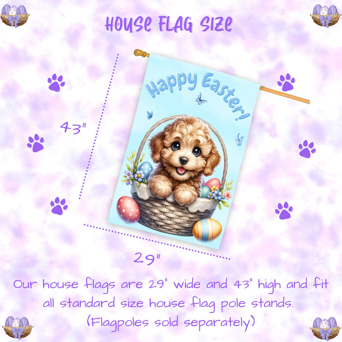 Labradoodle Easter Dog House Flag Spring Garden Home Decoration Gifts for Him 28x40 Inch Double-Sided