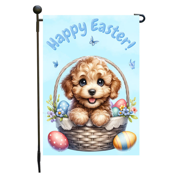 Labradoodle Happy Easter Puppy Garden Flag Eggs Spring Outdoor Yard Lawn Décor 12x18 Inch Single Side and Double Sided