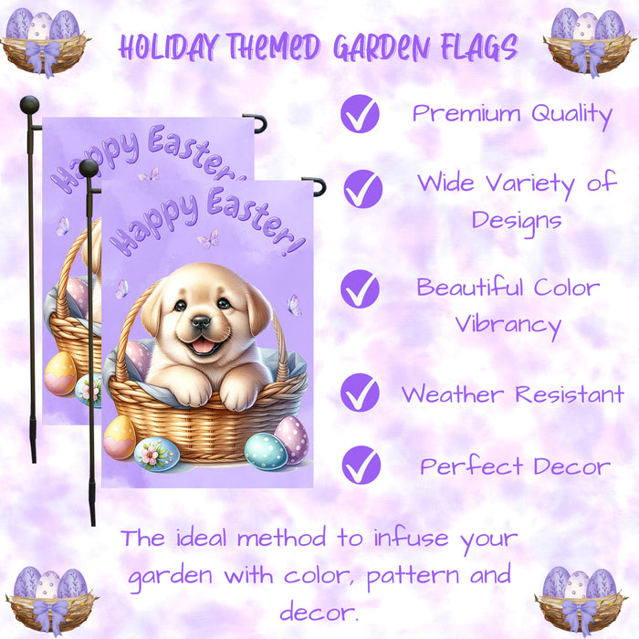 Labrador Retriever Dog Farmhouse Easter Garden Flag Puppy Eggs Porch Yard Décor 12x18 Inch Single Side and Double Sided