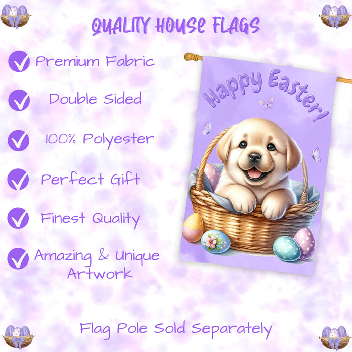 Labrador Retriever Dog Spring House Flag Easter Home Decorative Holiday Flag 28x40 Inch Double-Sided