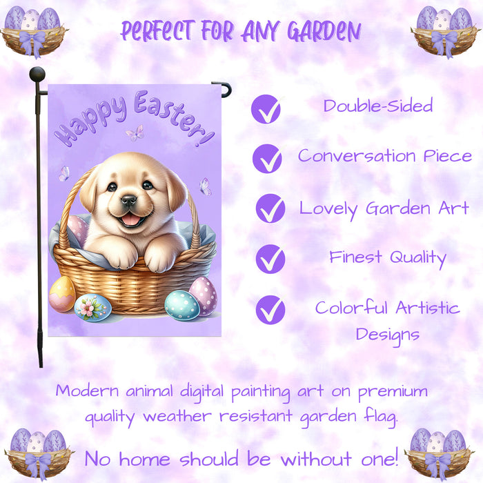 Labrador Retriever Dog Farmhouse Easter Garden Flag Puppy Eggs Porch Yard Décor 12x18 Inch Single Side and Double Sided