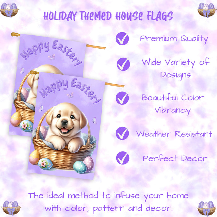 Labrador Retriever Dog Spring House Flag Easter Home Decorative Holiday Flag 28x40 Inch Double-Sided
