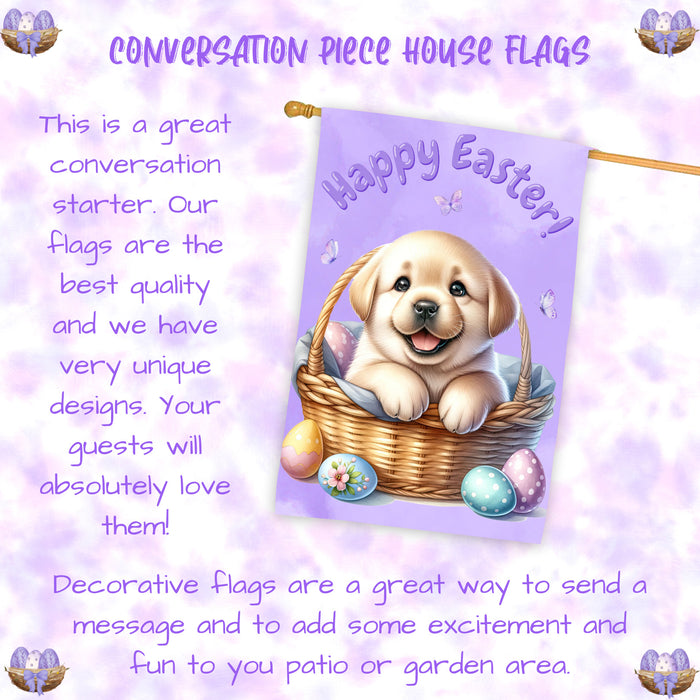 Labrador Retriever Dog Spring House Flag Easter Home Decorative Holiday Flag 28x40 Inch Double-Sided