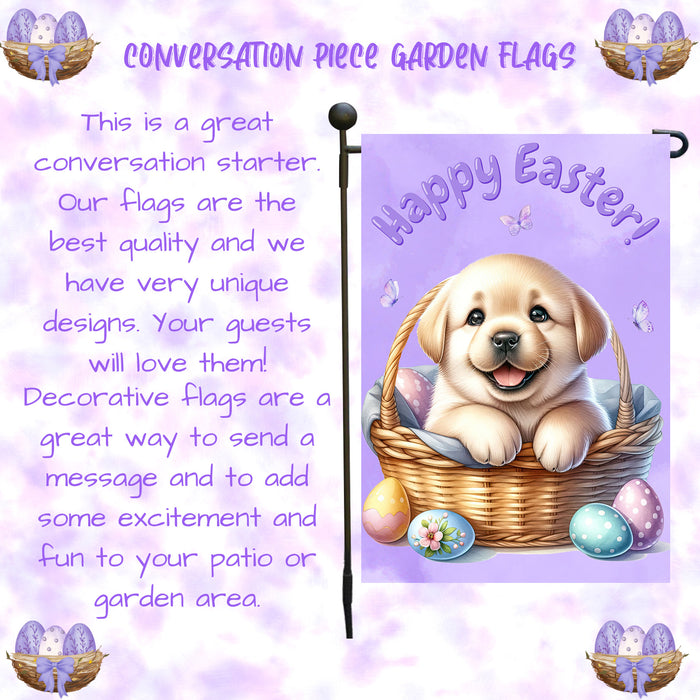 Labrador Retriever Dog Farmhouse Easter Garden Flag Puppy Eggs Porch Yard Décor 12x18 Inch Single Side and Double Sided