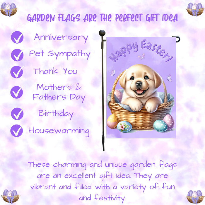Labrador Retriever Dog Farmhouse Easter Garden Flag Puppy Eggs Porch Yard Décor 12x18 Inch Single Side and Double Sided
