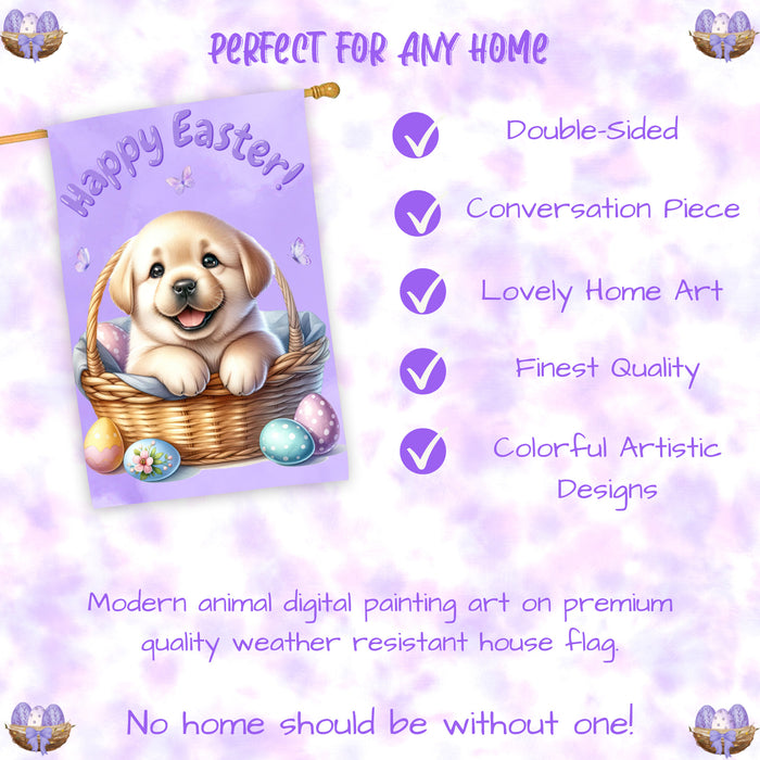 Labrador Retriever Dog Spring House Flag Easter Home Decorative Holiday Flag 28x40 Inch Double-Sided