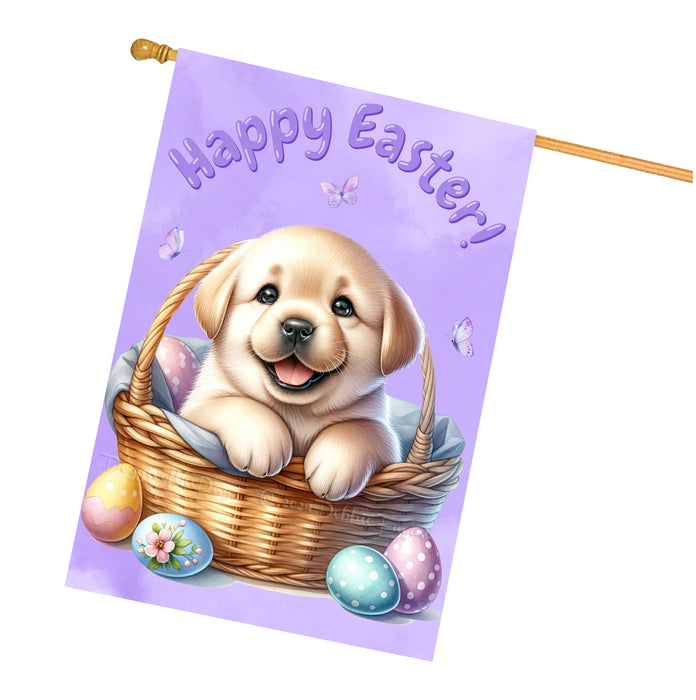 Labrador Retriever Dog Spring House Flag Easter Home Decorative Holiday Flag 28x40 Inch Double-Sided